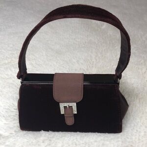 Lovely Velvet Handbag by INDEED Brown